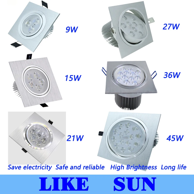 FREE SHIPPING High Power Square Led Ceiling downlight 9W 15W 21W 27W 36W 45W LED Recessed Ceiling Down lighting with Drive
FREE SHIPPING High Power Square Led Ceiling downlight 9W 15W 21W 27W 36W 45W LED Recessed Ceiling Down lighting with Drive