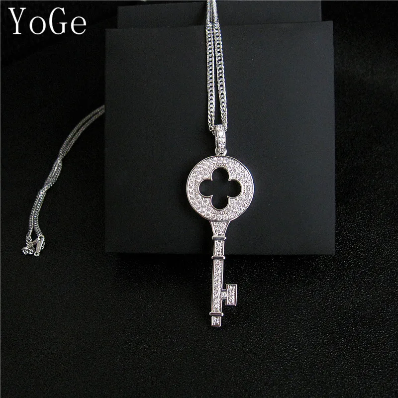 YoGe Wedding&ampParty Jewelry for Women P1181 Luxury AAA CZ shinning big key shaped long sweater chain | Украшения и аксессуары