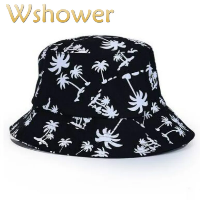 What in shower повседневная женская панама с принтом листьев Хлопковая мужская шляпа