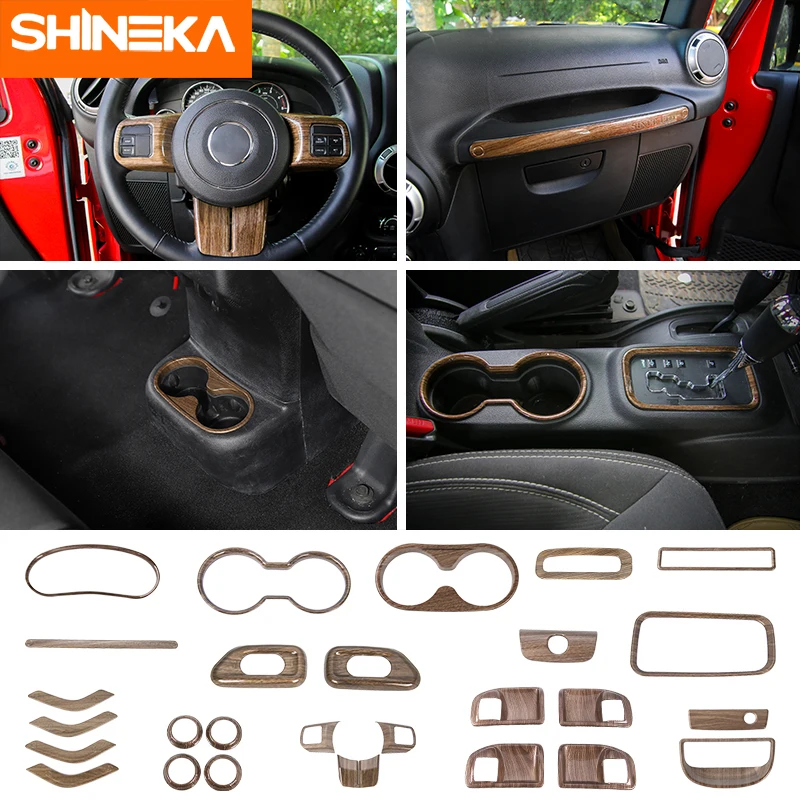 SHINEKA Interior Mouldings 4Doors 27PCS Car Wood Grain Interior Decoration Kit Cover For Jeep Wrangler JK 2011-2017 Accessories
SHINEKA Interior Mouldings 4Doors 27PCS Car Wood Grain Interior Decoration Kit Cover For Jeep Wrangler JK 2011-2017 Accessories