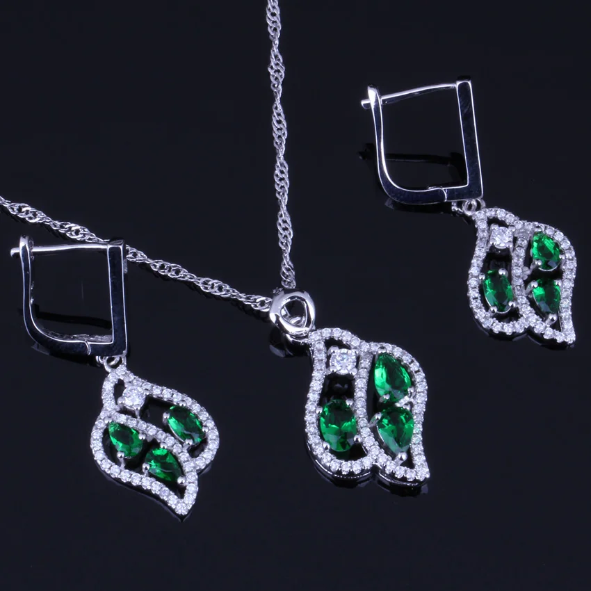 Exquisite Leaf Green Cubic Zirconia White CZ Silver Plated Jewelry Sets Earrings Pendant Chain V0023
Exquisite Leaf Green Cubic Zirconia White CZ Silver Plated Jewelry Sets Earrings Pendant Chain V0023