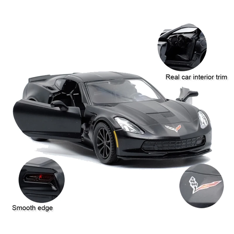 RMZ городской 1:36 Corvette C7 черная литая под давлением модель автомобиля игрушка с