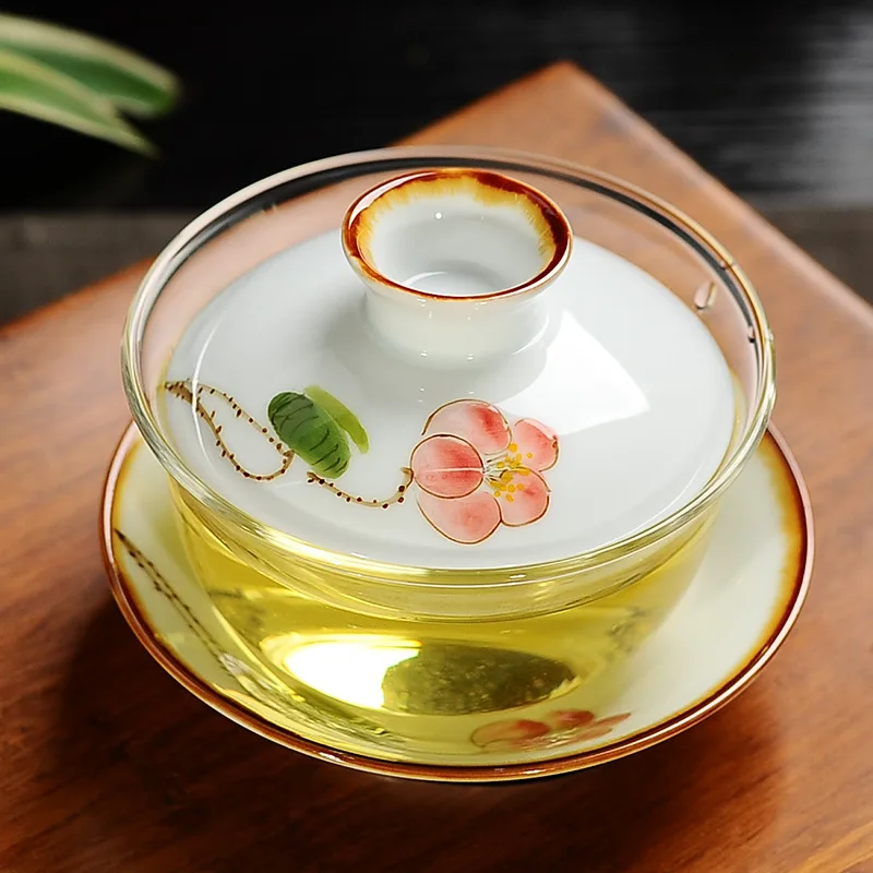 Стеклянная чайная чаша китайские чайные чашки Gaiwan Традиционная Керамическая