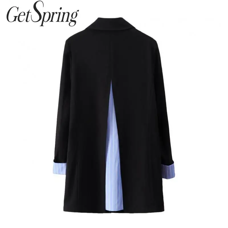 GETSPRING, Женское пальто, женский костюм, пальто, полосатые женские блейзеры неправильной формы, черные длинные блейзеры, 2019
GETSPRING, Женское пальто, женский костюм, пальто, полосатые женские блейзеры неправильной формы, черные длинные блейзеры, 2019