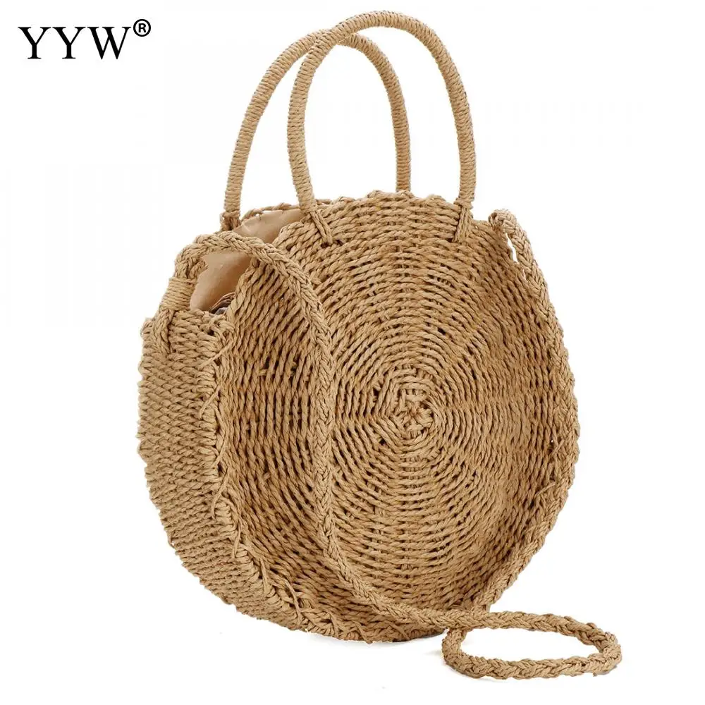 2019 Round Straw Bags Women Solid Rattan Bag Handmade Woven Beach Cross Body Bag Circle Bohemia Handbag wicker tote black khaki
2019 Round Straw Bags Women Solid Rattan Bag Handmade Woven Beach Cross Body Bag Circle Bohemia Handbag wicker tote black khaki