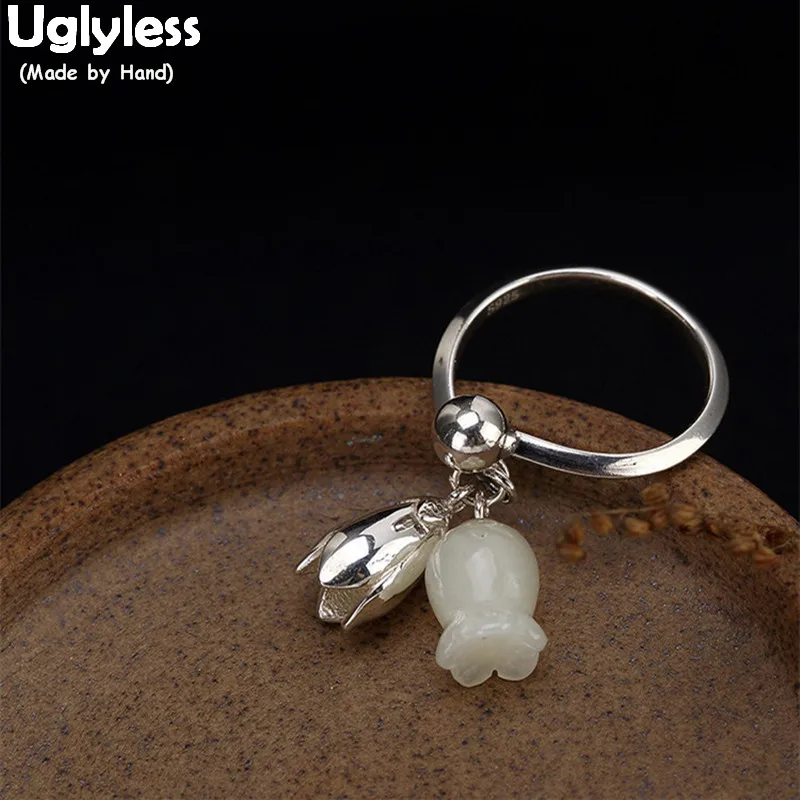 Uglyless Real 925 Sterling Silver Finger Ring Natural Hetian White Jade Magnolia Rings Opening Charms Fine Jewelry Women Bijoux
Uglyless Real 925 Sterling Silver Finger Ring Natural Hetian White Jade Magnolia Rings Opening Charms Fine Jewelry Women Bijoux