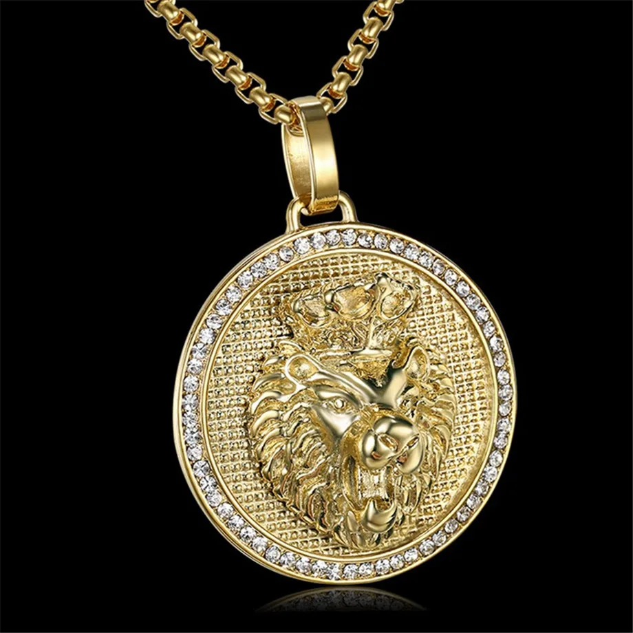 HIP Hop Ice Out Gold Color Titanium Stainless Steel Pave Rhinestone Lion Head Pendants Necklaces for Men Jewelry
HIP Hop Ice Out Gold Color Titanium Stainless Steel Pave Rhinestone Lion Head Pendants Necklaces for Men Jewelry