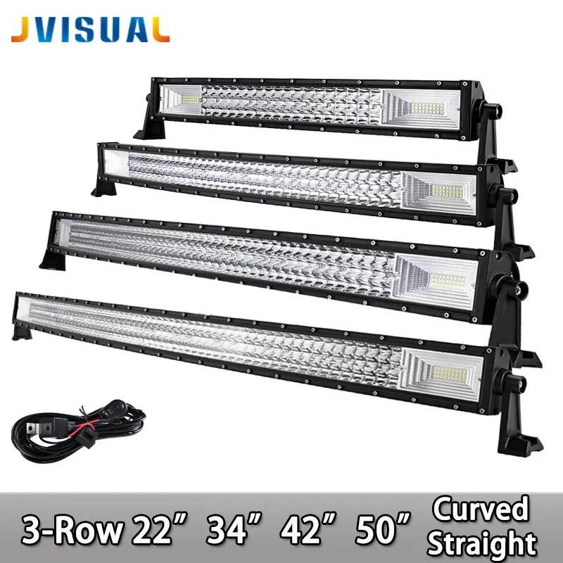 

3-Row 22" 34" 42" 50" 52" LED Work Light Bar Spot Flood Combo Beam For Tractor Boat OffRoad 4WD 4x4 Car Truck Trailer SUV ATV