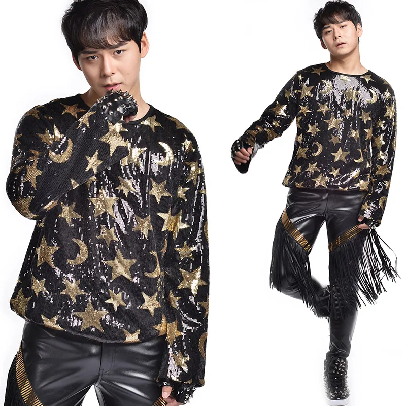 Jazz Costumes Singer Bar Nightclub Dj Ds Male Clothing Black Sequins Star Top Tassels Pants Prom Men Hip Hop Clothes DT810
Jazz Costumes Singer Bar Nightclub Dj Ds Male Clothing Black Sequins Star Top Tassels Pants Prom Men Hip Hop Clothes DT810
