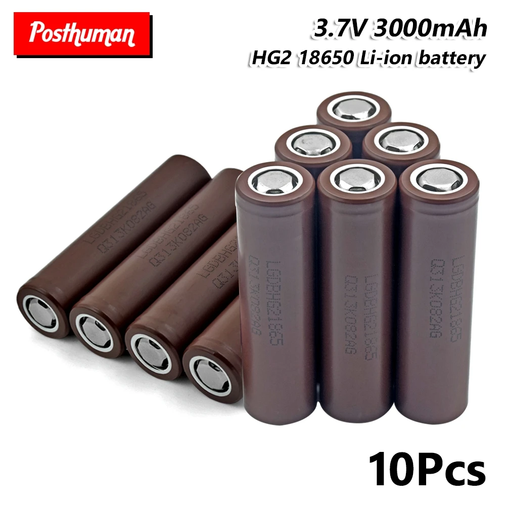 POSTHUMAN мощность Высокая утечка hg2 max 20a 18650 Батарея 3 7 v 3000mah для перезаряжаемый