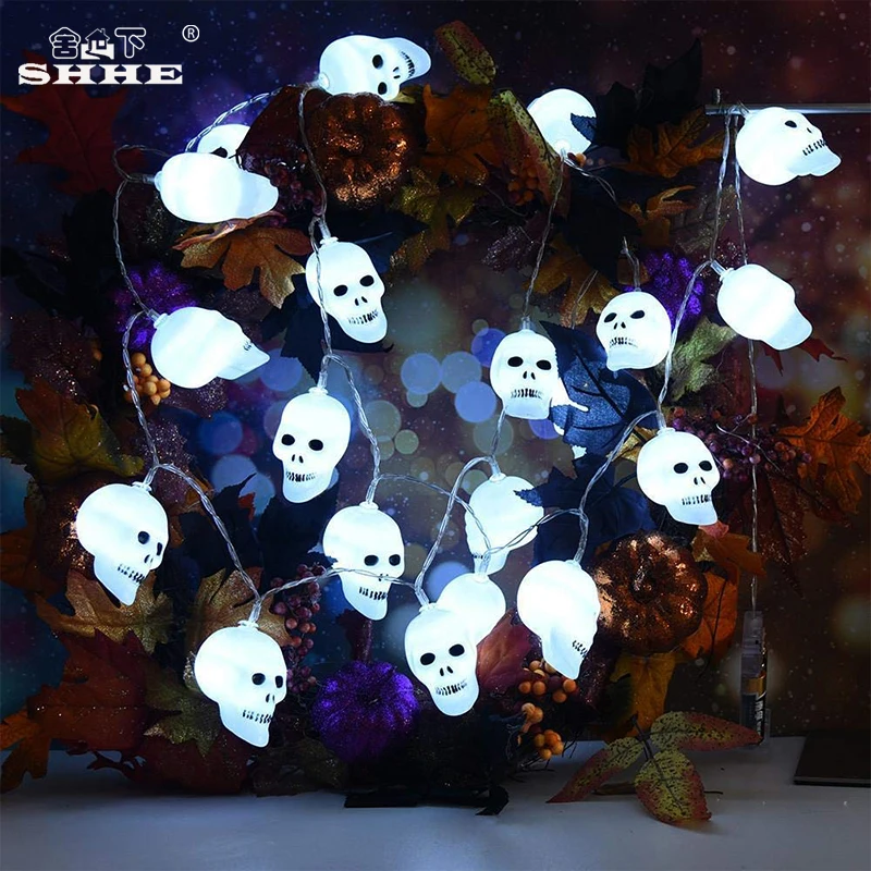 10Leds Battery Operated Halloween Skull LED String Lights Halloween holiday Christmas Party Garden Decoration Garland Lignting
10Leds Battery Operated Halloween Skull LED String Lights Halloween holiday Christmas Party Garden Decoration Garland Lignting
