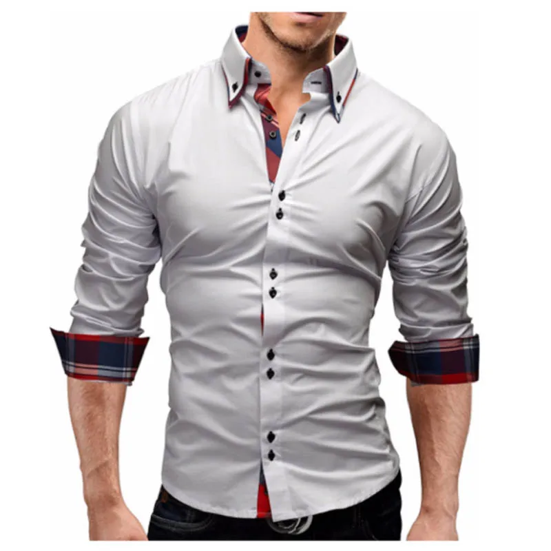 Men Shirt 2018 Spring New Brand Business Men'S Slim Fit Dress Male Long Sleeves Casual Camisa Masculina XXXL | Мужская одежда