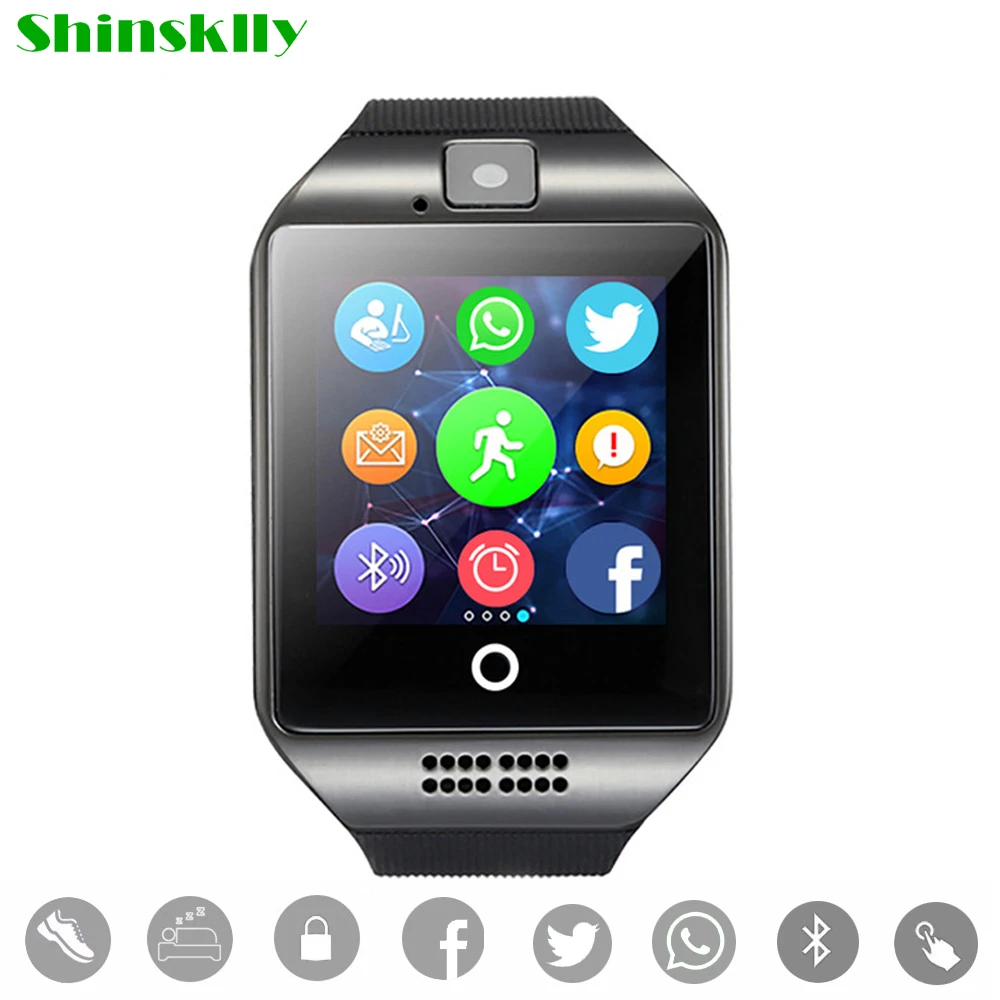Смарт часы мужские Q18 Bluetooth камера Facebook Whatsapp Twitter синхронизация SMS|support sim|bluetooth smart