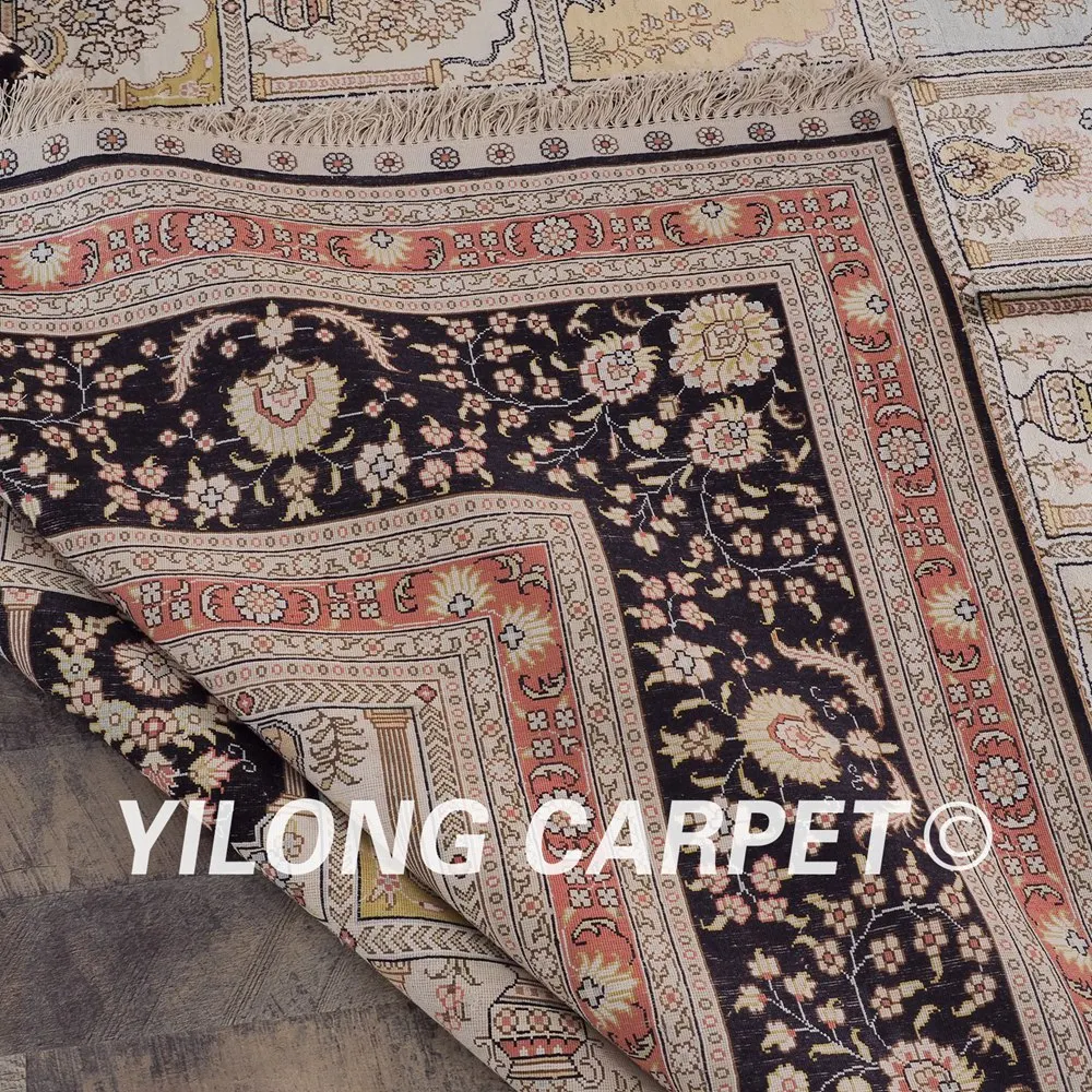 Yilong 9'x12' Vantage four seasons silk rug large garden antique persian rug 100% silk (LH52B9x12)
Yilong 9'x12' Vantage four seasons silk rug large garden antique persian rug 100% silk (LH52B9x12)