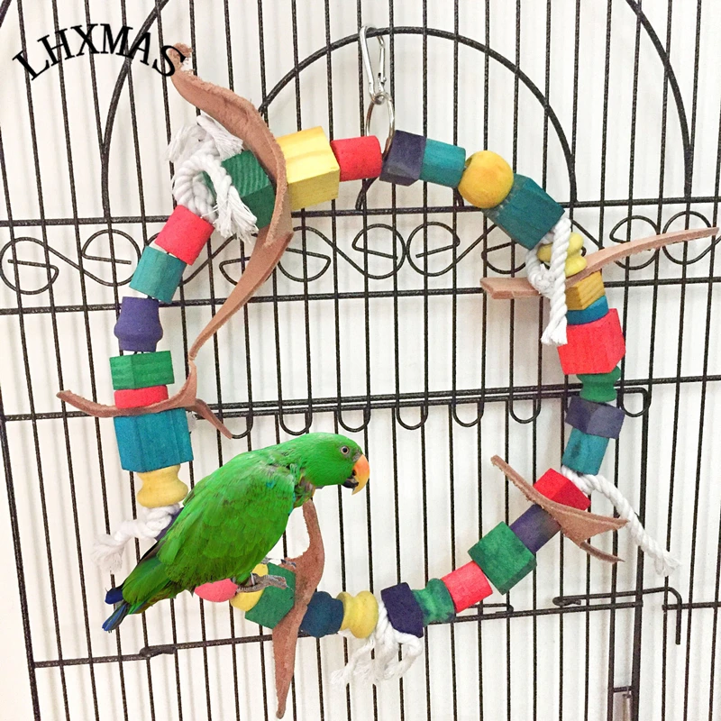 12 ''Красочные Дерево Птица Попугай Жевать Укусов Качели Игрушки Cockatiel Баджи