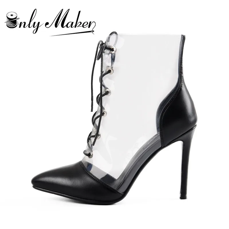 Onlymaker Women's Pointed Toe PVC Black Sole Ankle Booties Lace-up Dress Thin High Heels Stiletto Size US5-US15
Onlymaker Women's Pointed Toe PVC Black Sole Ankle Booties Lace-up Dress Thin High Heels Stiletto Size US5-US15