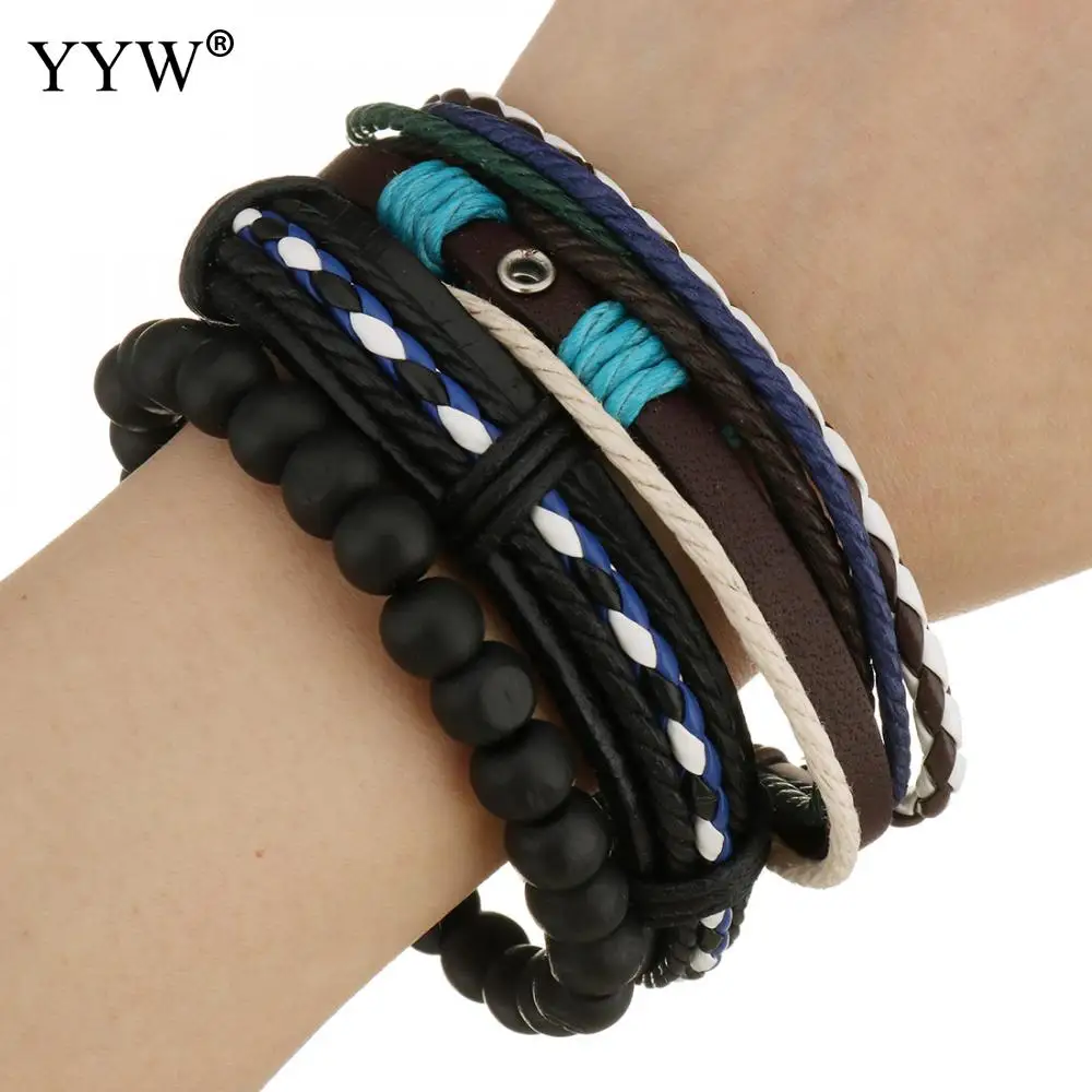 Fashion Bracelet Set Punk Genuine Wrap Leather Bracelets Men For Women Charm Wood Beads Bracelets Cuff Jewelry Accessories 
Fashion Bracelet Set Punk Genuine Wrap Leather Bracelets Men For Women Charm Wood Beads Bracelets Cuff Jewelry Accessories