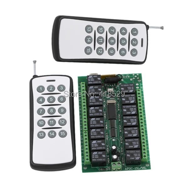15CH wireless remote switch 12v,Fixed code 2 Transmitter 1 Receiver RF Remote Control Switch SKU: 5055
15CH wireless remote switch 12v,Fixed code 2 Transmitter 1 Receiver RF Remote Control Switch SKU: 5055