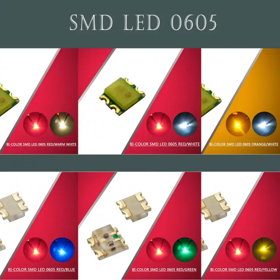 SMD0605 100pcs SMD LED 0603 Bi-Color Red-Blue/Green/Yellow/Warm White/White Orange-White LEDs 1/35 model train railway modeling
SMD0605 100pcs SMD LED 0603 Bi-Color Red-Blue/Green/Yellow/Warm White/White Orange-White LEDs 1/35 model train railway modeling