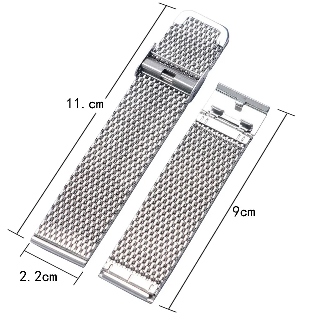 Ремешок для часов серебристый 20 мм 22 сетчатый из нержавеющей стали ремешок