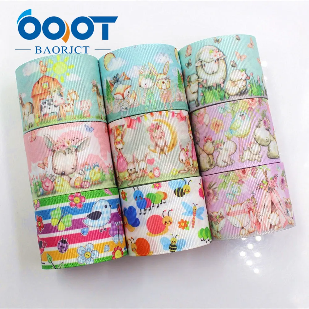 OOOT BAORJCT I 19221 411 38 мм 10 ярдов мультфильм термопечать ленты grosgrain Бант колпачок DIY