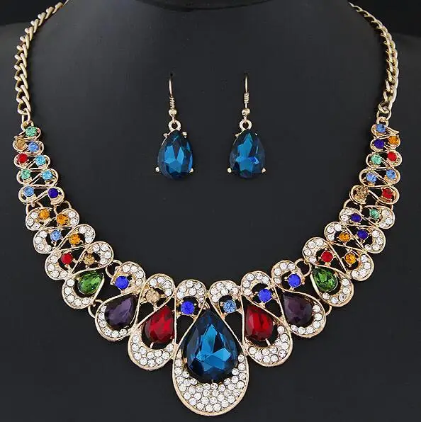 Fashion Crystal Bridal Jewelry Sets For Women Rhinestone Geometric Choker Water Drop Chain Collars necklaces Earrings wholesales
Fashion Crystal Bridal Jewelry Sets For Women Rhinestone Geometric Choker Water Drop Chain Collars necklaces Earrings wholesales
