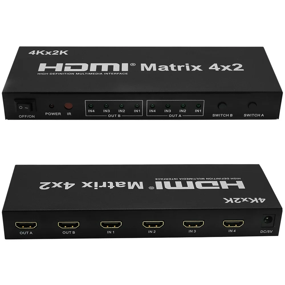 New HDMI Matrix Switch 4x2 With Remote Control HDMI V1.4 Switcher Splitter Converter Adapter Support 4K*2K 3D 1080P High Quality
New HDMI Matrix Switch 4x2 With Remote Control HDMI V1.4 Switcher Splitter Converter Adapter Support 4K*2K 3D 1080P High Quality