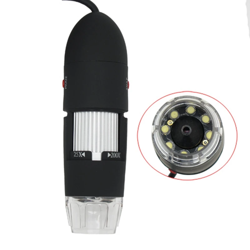2MP USB Digital Microscope Electronic Endoscope Magnifier 25X~200X Magnification Optical Microscopes Loupes Black PC software
2MP USB Digital Microscope Electronic Endoscope Magnifier 25X~200X Magnification Optical Microscopes Loupes Black PC software