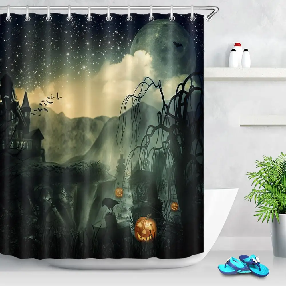 72‘’ Scary Halloween Night Waterproof Polyester Shower Curtain Pumpkin Lantern Tombstone Dead Tree Bath Curtain Halloween Decor
72‘’ Scary Halloween Night Waterproof Polyester Shower Curtain Pumpkin Lantern Tombstone Dead Tree Bath Curtain Halloween Decor