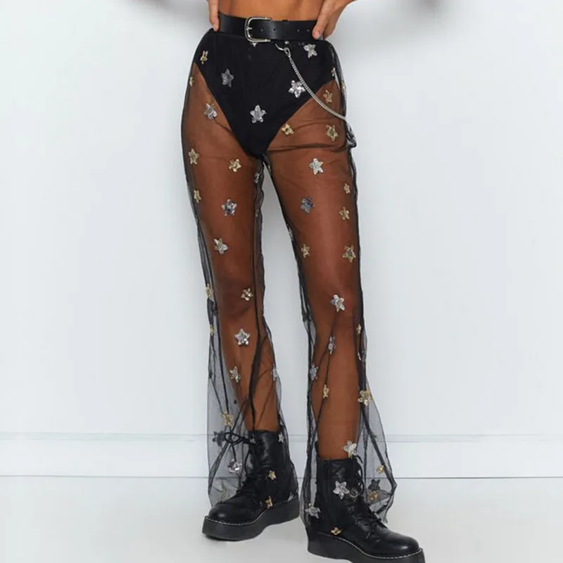Women Sexy Mesh Sheer Wide Leg Pants Cover Up Casual See through Star Print High Waist Flared Trousers High Waist Swimwear
Women Sexy Mesh Sheer Wide Leg Pants Cover Up Casual See through Star Print High Waist Flared Trousers High Waist Swimwear