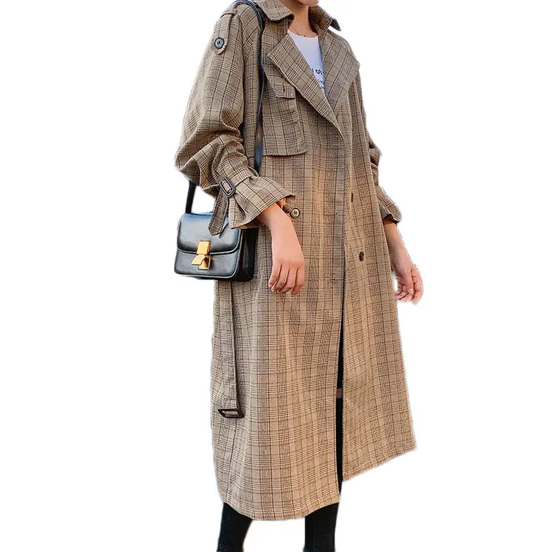 Fashion Long Coat Women Casual Plaid Double Breasted Outwear Sashes Office Coat Chic Epaulet Design Long Windbreaker Jacket f318
Fashion Long Coat Women Casual Plaid Double Breasted Outwear Sashes Office Coat Chic Epaulet Design Long Windbreaker Jacket f318