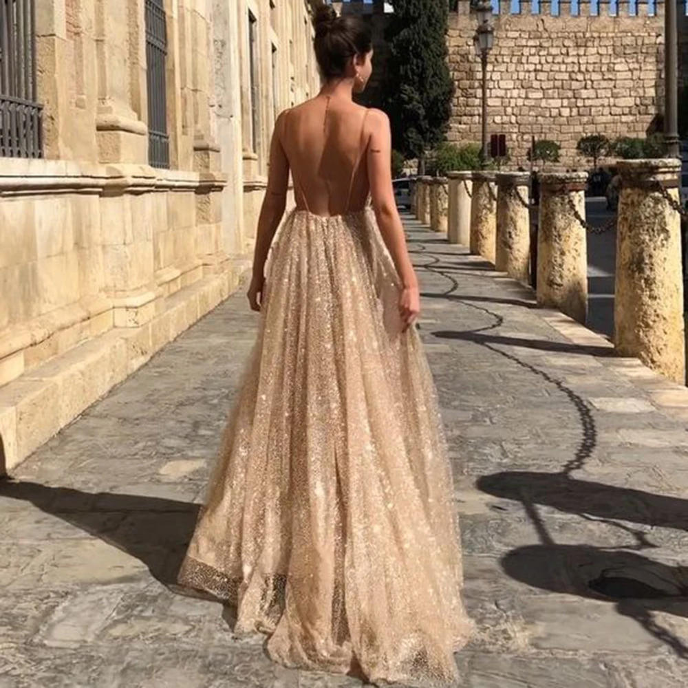 Dower Me Sexy Deep V Neck Sexy Club Backless Women's Dress Spaghetti Straps Evening Party Apricot Bling Sequined Maxi Dresses 
Dower Me Sexy Deep V Neck Sexy Club Backless Women's Dress Spaghetti Straps Evening Party Apricot Bling Sequined Maxi Dresses