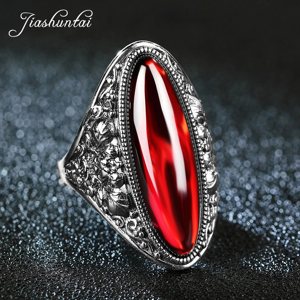 

JIASHUNTAI Retro Silver Rings For Women Vintage Big Rings 100% 925 Sterling Silver Jewelry Female 4 Color Best Gifts