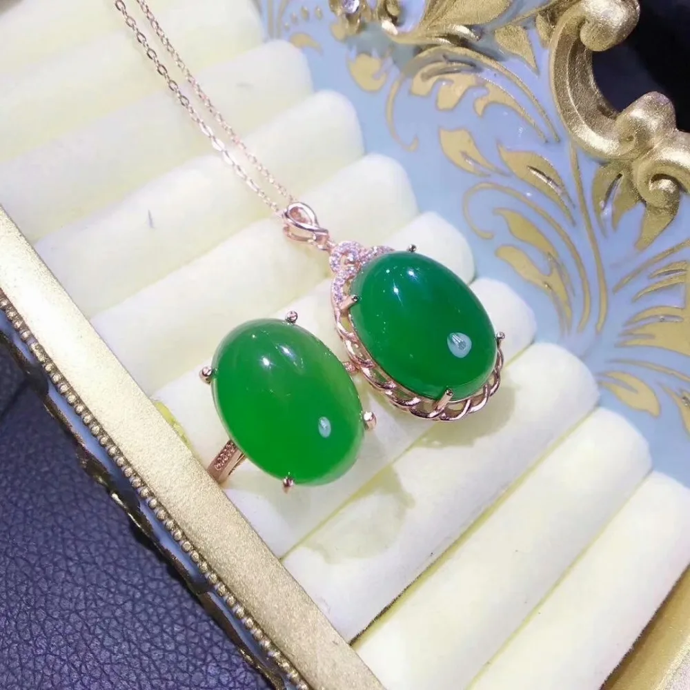 SHILOVEM 925 silver real natural green chalcedony pendants rings send necklace classic wedding Fine gift lptz13181520agby
SHILOVEM 925 silver real natural green chalcedony pendants rings send necklace classic wedding Fine gift lptz13181520agby