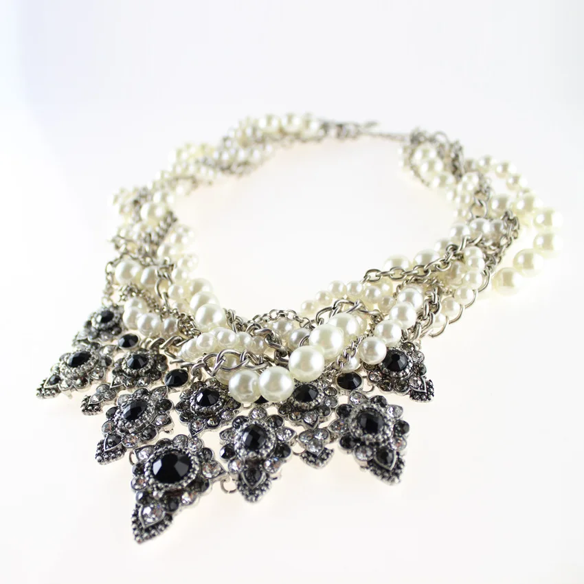 

Женское многослойное ожерелье-чокер, массивное ожерелье с кулоном из искусственного жемчуга, металлическая цепочка, новый дизайн 2017
