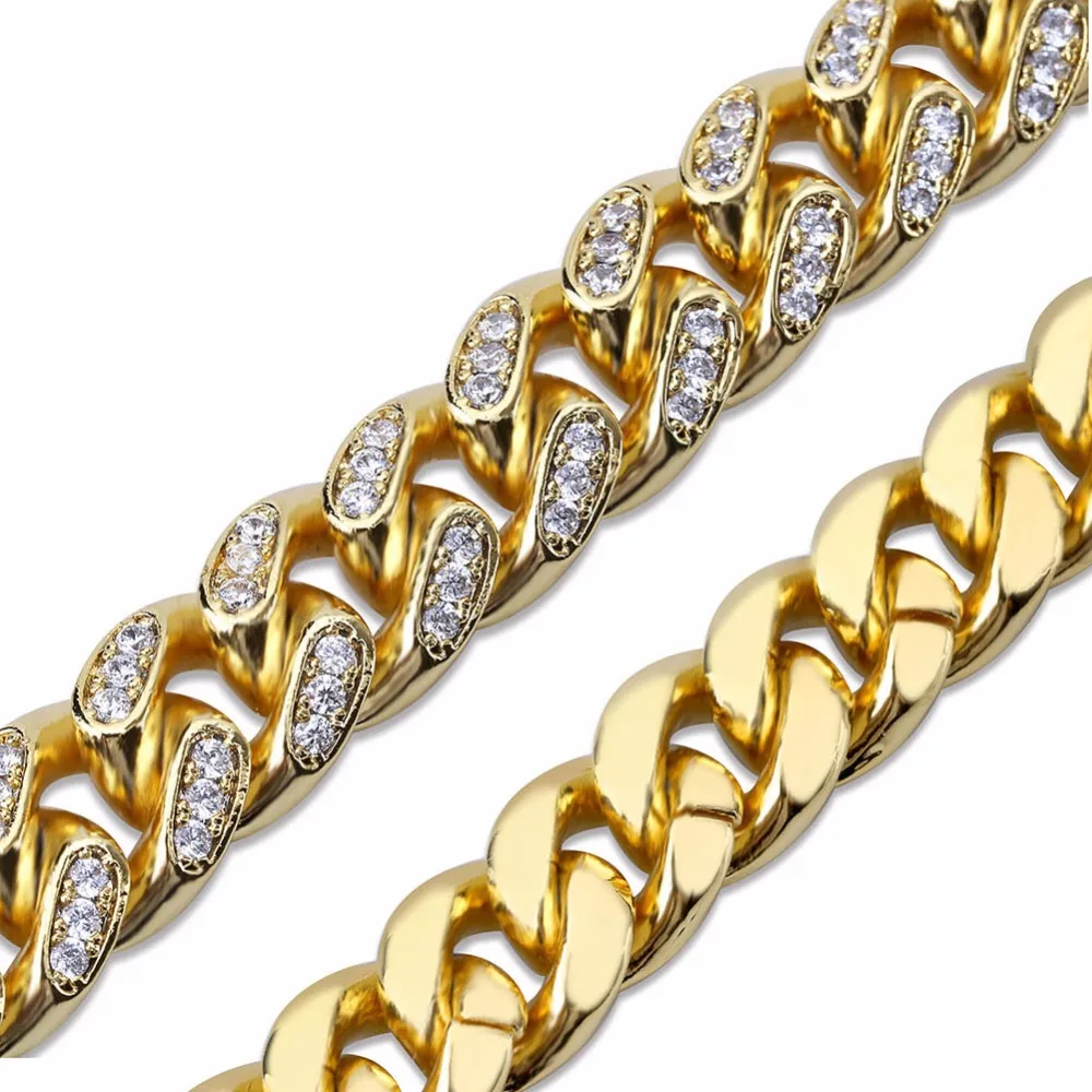 10 мм Майами Снаряженная кубинская цепь браслет для мужчин хип-хоп Bling Iced Out
