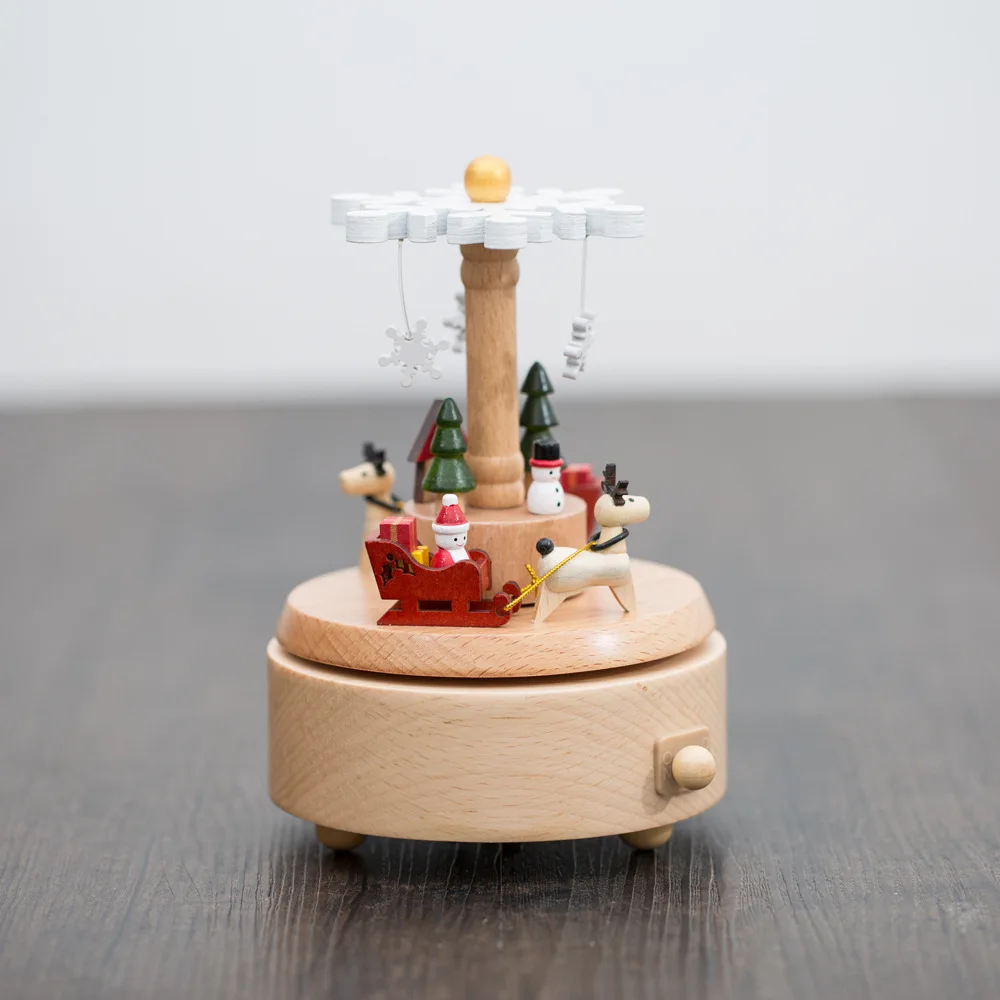 Solid Wood Christmas Music Box Music Bell Music Box Creative Gifts Crafts