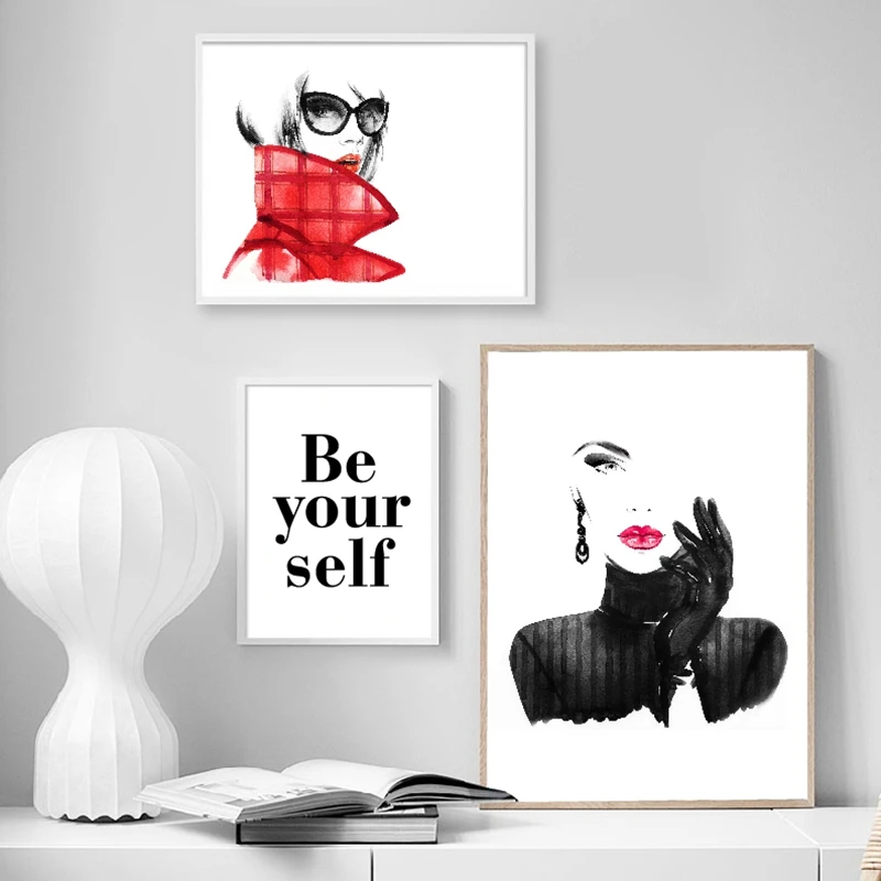 Модные Женственная Дамская обувь цитаты салон Wall Art холст картины с принтом