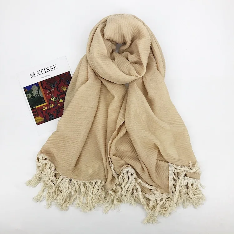2019 Cotton Plain Color Ripple Tassel Scarf Shawls Women Wrinkle Muslim Wrap Hijab 5 Color Wholesale 10pcs/LOT Free Shipping
2019 Cotton Plain Color Ripple Tassel Scarf Shawls Women Wrinkle Muslim Wrap Hijab 5 Color Wholesale 10pcs/LOT Free Shipping