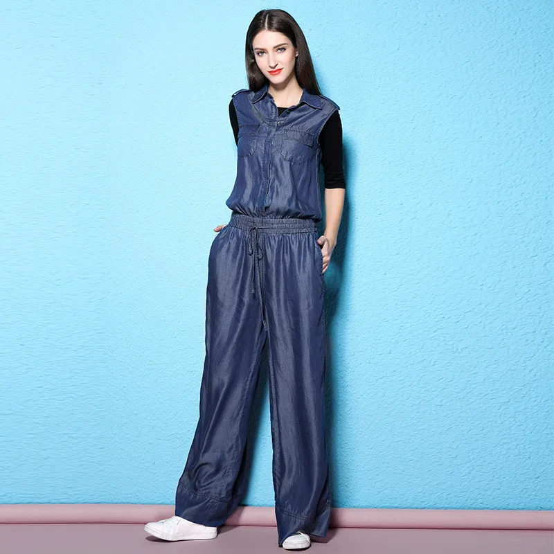Autumn jumpsuit women's fashioned jumpsuit Waist Drawstring loose Tencel denim jumpsuits Twinset NW17B1095-1
Autumn jumpsuit women's fashioned jumpsuit Waist Drawstring loose Tencel denim jumpsuits Twinset NW17B1095-1