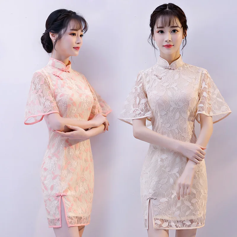 Women Slim Lace Chinese Traditional Dress Lady Short Sleeve Cheongsam Ancient Vestido Oriental Qipao Evening Party Dresses 90
Women Slim Lace Chinese Traditional Dress Lady Short Sleeve Cheongsam Ancient Vestido Oriental Qipao Evening Party Dresses 90
