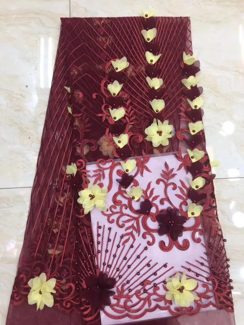 new African lace fabric quality luxury 3 d embroidery voile lace flower design with beautiful beads ML7338
new African lace fabric quality luxury 3 d embroidery voile lace flower design with beautiful beads ML7338