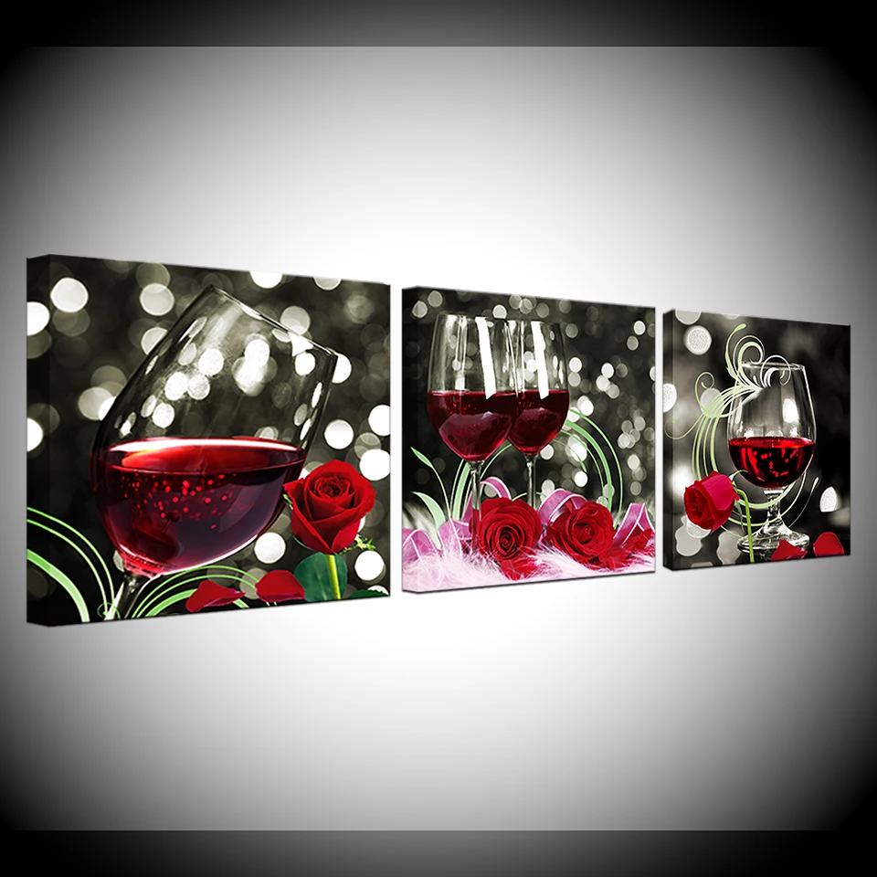 Wine and red rose flowers romantic modern Modular 3 panel wall Poster Nordic Canvas painting for Living Room Home Decor
Wine and red rose flowers romantic modern Modular 3 panel wall Poster Nordic Canvas painting for Living Room Home Decor