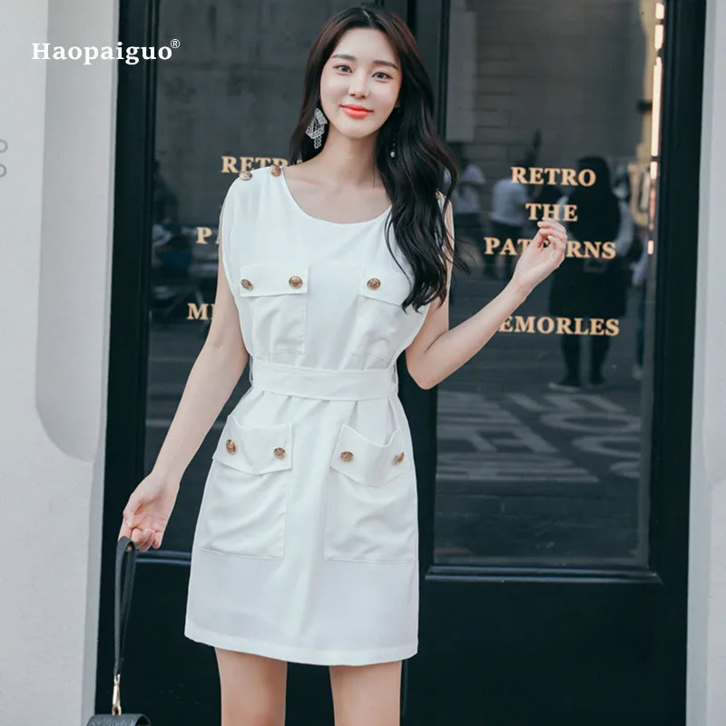 Plus Size Solid Women Pencil Dress Summer White Sleeveless Tank Button O-neck Office Lady Dress Casual Mini Dresses Vestidos
Plus Size Solid Women Pencil Dress Summer White Sleeveless Tank Button O-neck Office Lady Dress Casual Mini Dresses Vestidos