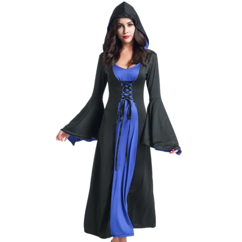 Women New Autumn Fashion Lace Up Stage Maxi Dresses Female Gothic Vintage Death Queen's Dress 2018 Halloween Hooded Dress
Women New Autumn Fashion Lace Up Stage Maxi Dresses Female Gothic Vintage Death Queen's Dress 2018 Halloween Hooded Dress