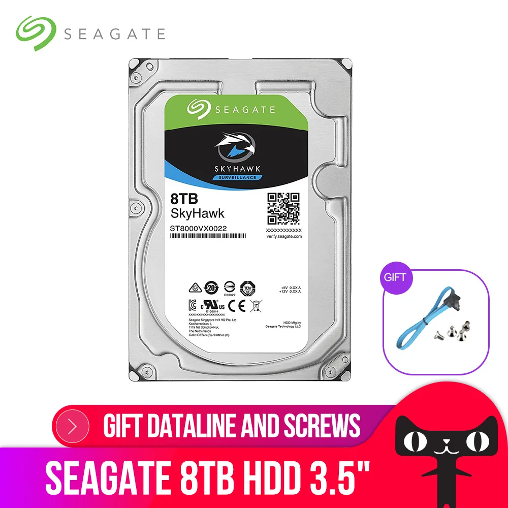 Seagate HDD для наблюдения 8 ТБ видео внутренний жесткий диск ST8000VX0022 7200 об/мин SATA 6