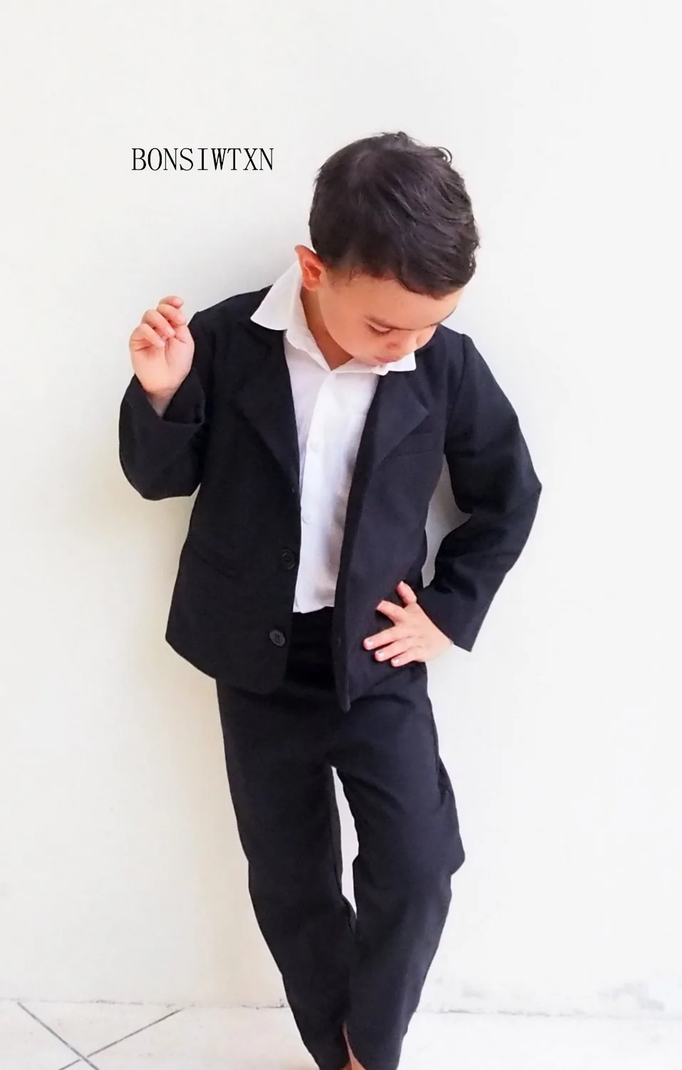 Bonsiwtxn/2019 г. синий костюм для мальчиков Enfant Garcon Mariage детский Свадебный блейзер