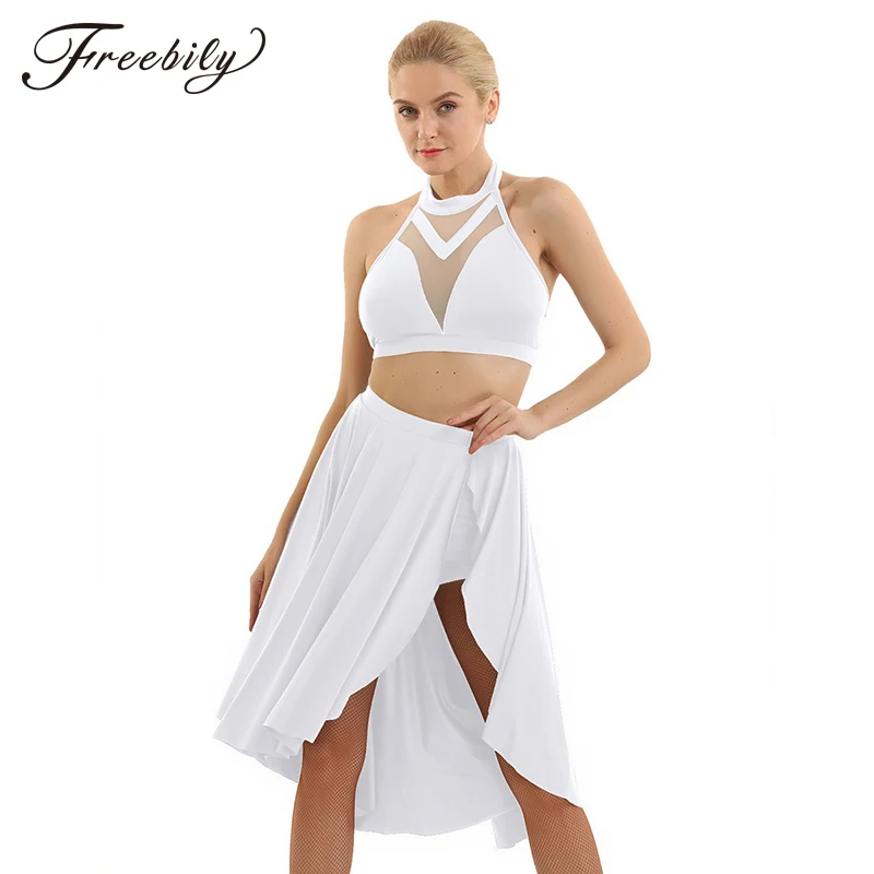 Womens Asymmetric Ballet Tutu Dress adult Backless Crop Top Shorts Skirt Set Ballerina Stage Contemporary Lyrical Dance Costumes
Womens Asymmetric Ballet Tutu Dress adult Backless Crop Top Shorts Skirt Set Ballerina Stage Contemporary Lyrical Dance Costumes