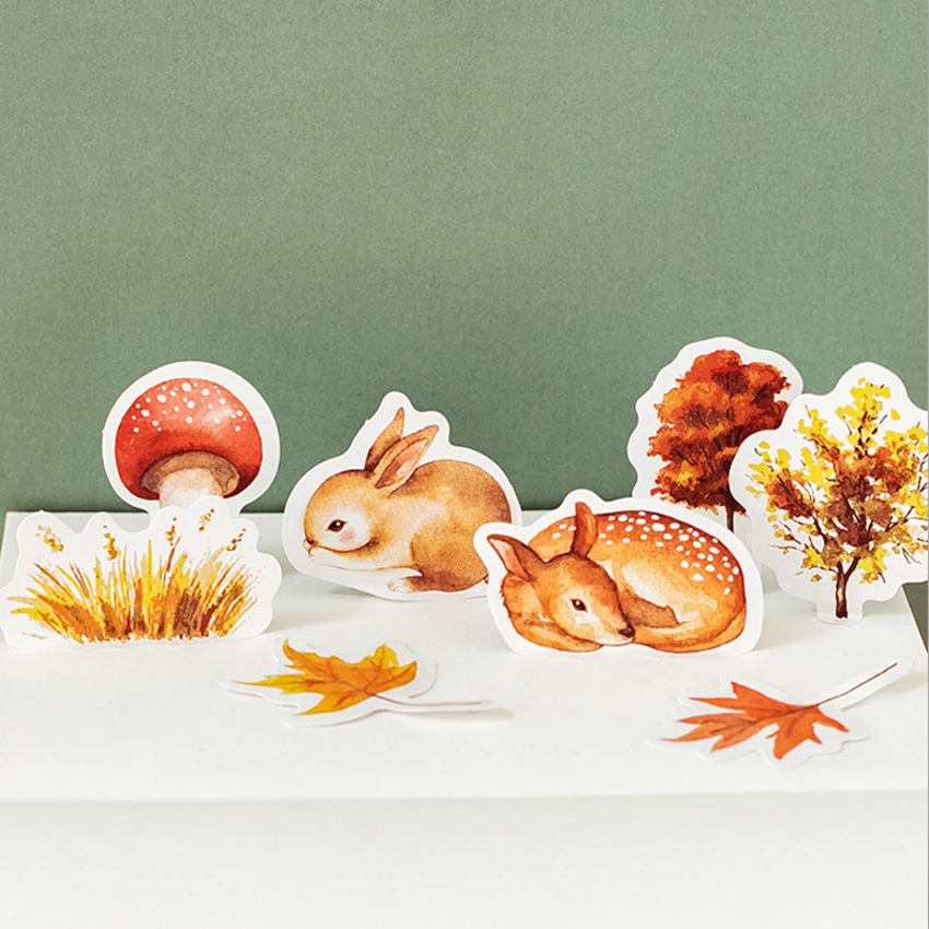 46 шт./упак. кавайная Осенняя наклейка с изображением леса милые животные мини