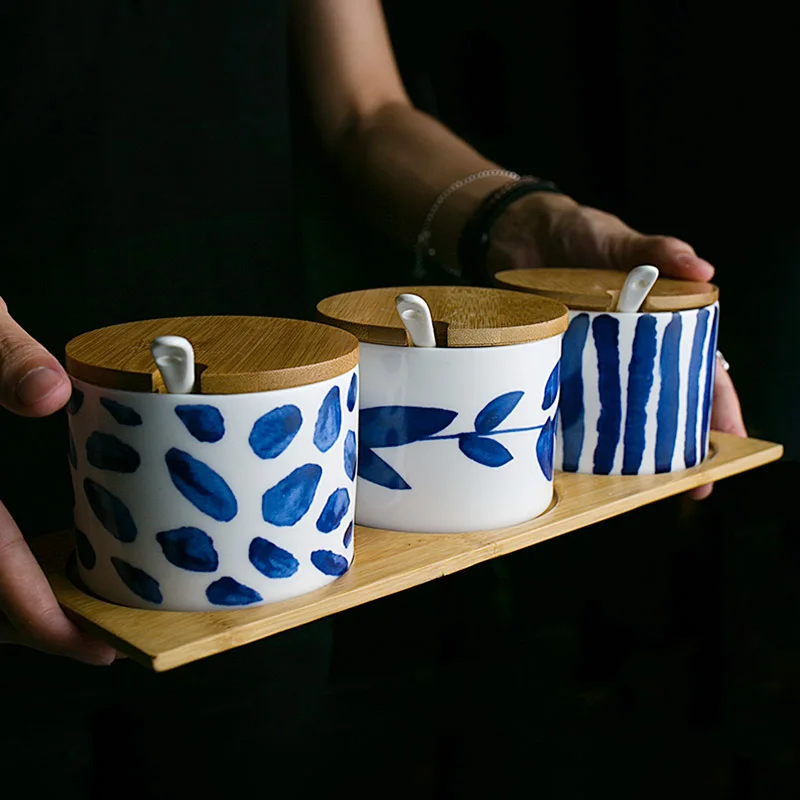 Japan Zakka Style керамическая бутылка для хранения герметичная банка специй Бамбуковая